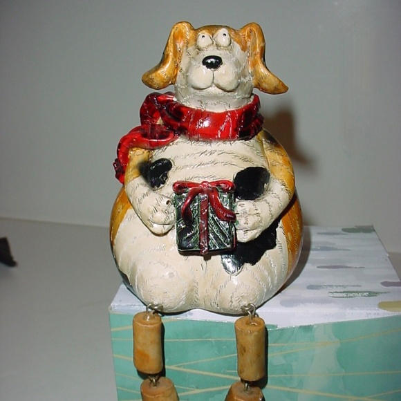 DENNIS EAST 2004 DOG JOINTED LEGS W GIFT BOX FIGURINE SHELF SITTER - ITEM #83559 - Picture 1 of 4